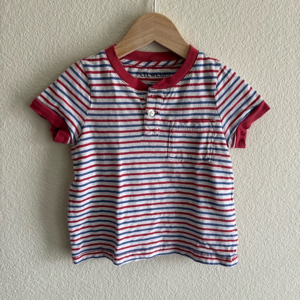 J Crew Crewcuts Red and Blue Striped Tee 2T